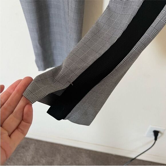 Athleta 4P Brooklyn Plaid Ankle Pant Side Stripe Stretch Pockets Checkered Black - Picture 9 of 13